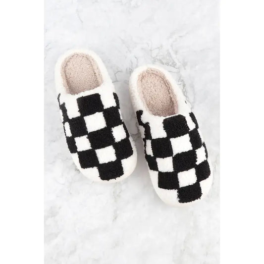 Checkered print slippers