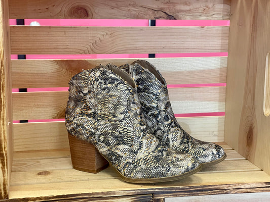 Gold print ankle boots