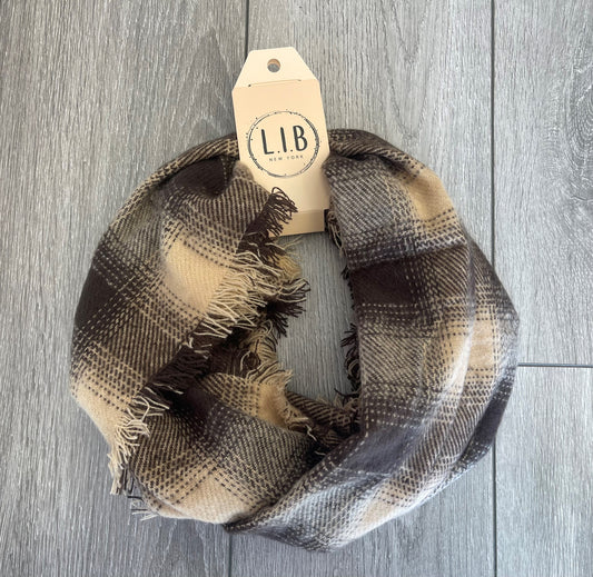 Gray plaid infinity scarf-final sale